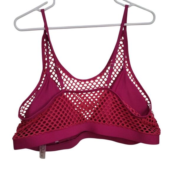 Plus Size Fishnet High Waist Bikini Set Hot Pink - Picture 10 of 11